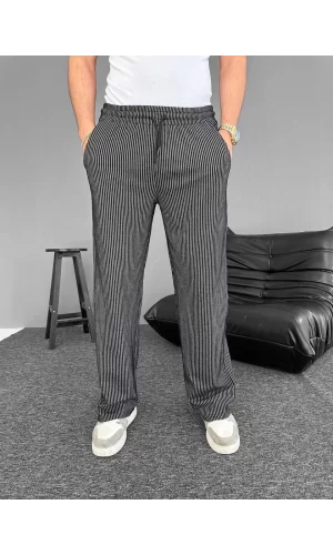 Luz&Pos Su Yolu Çizgili Cepli Pantalon - Siyah