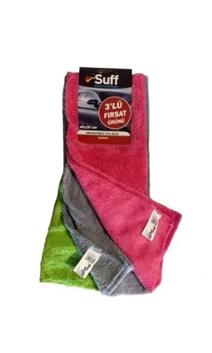 Suff Zambak 3lü Mikrofiber Bez /Oto Kurulama Bezi (40x30cm)