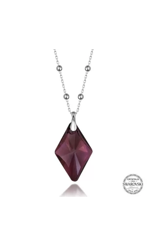 Luz&Pos Swarovski Crystal Taşlı Ametist Top Zincir Gümüş Kadın Kolye