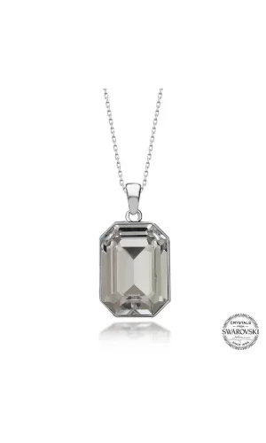 Luz&Pos Swarovski Crystal Taşlı Baget Gümüş Kadın Kolye