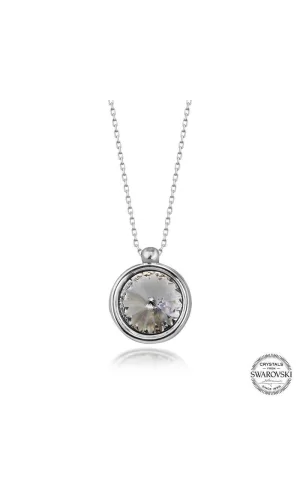 Luz&Pos Swarovski Crystal Taşlı Çerçeveli Gümüş Kadın Kolye