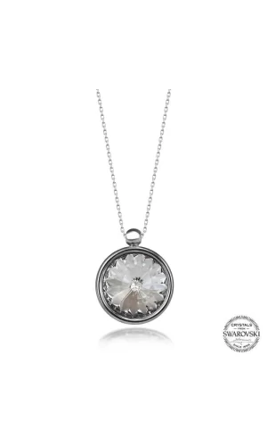Luz&Pos Swarovski Crystal Taşlı Çerçeveli Gümüş Kadın Kolye