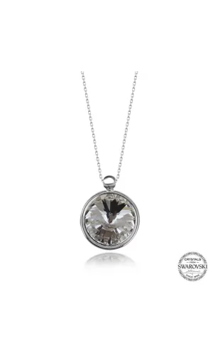Luz&Pos Swarovski Crystal Taşlı Çerçeveli Gümüş Kadın Kolye