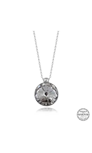 Luz&Pos Swarovski Crystal Taşlı Çerçeveli Gümüş Kadın Kolye