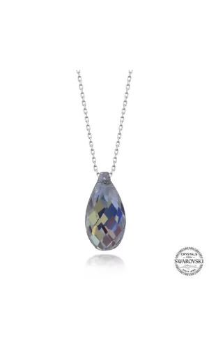 Luz&Pos Swarovski Crystal Taşlı Drop Kesim Gümüş Kadın Kolye