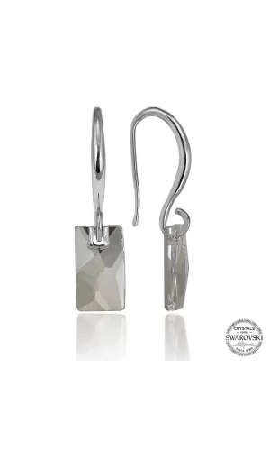 Luz&Pos Swarovski Crystal Taşlı Gümüş Beyaz Baget Sallantılı Kadın Küpe