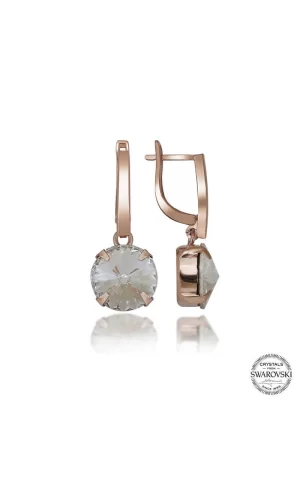 Swarovski Crystal Taşlı Gümüş Beyaz Sallantılı Kadın Küpe