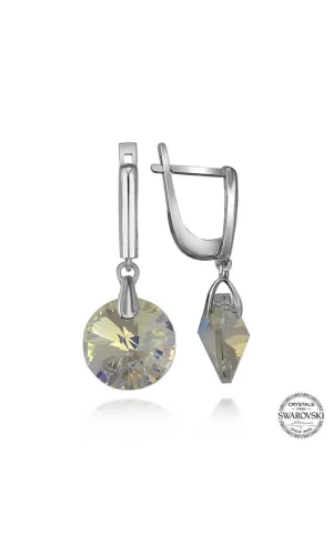 Luz&Pos Swarovski Crystal Taşlı Gümüş Beyaz Sallantılı Kadın Küpe