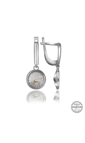 Swarovski Crystal Taşlı Gümüş Beyaz Sallantılı Kadın Küpe