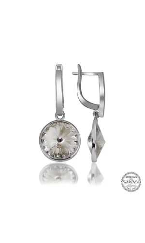 Swarovski Crystal Taşlı Gümüş Beyaz Sallantılı Kadın Küpe