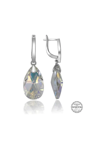 Luz&Pos Swarovski Crystal Taşlı Gümüş Damla Sallantılı Kadın Küpe