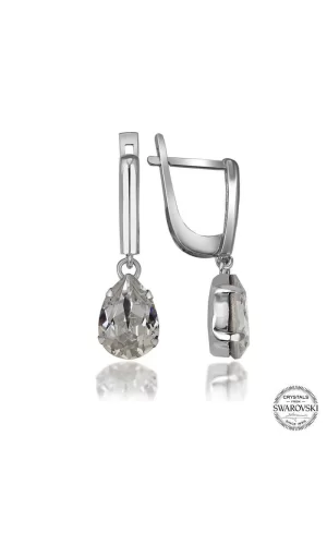 Luz&Pos Swarovski Crystal Taşlı Gümüş Damla Sallantılı Kadın Küpe