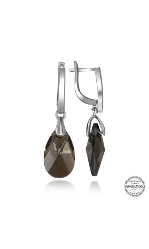 Luz&Pos Swarovski Crystal Taşlı Gümüş Damla Sallantılı Kadın Küpe