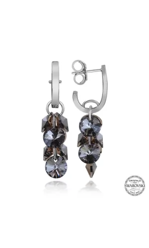 Luz&Pos Swarovski Crystal Taşlı Gümüş Salkım Sallantılı Çivili Kadın Küpe