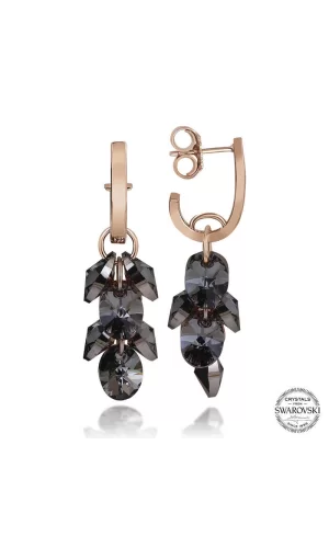 Luz&Pos Swarovski Crystal Taşlı Gümüş Salkım Sallantılı Kadın Küpe