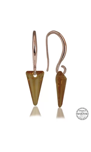 Luz&Pos Swarovski Crystal Taşlı Gümüş Sarı Taşlı Üçgen Sallantılı Kadın Küpe