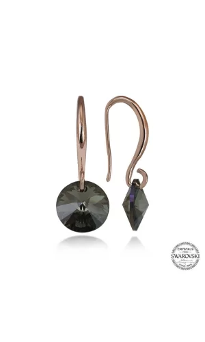 Luz&Pos Swarovski Crystal Taşlı Gümüş Yeşil Taşlı Yuvarlak Sallantılı Kadın Küpe