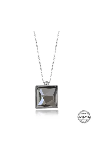 Luz&Pos Swarovski Crystal Taşlı Kare Gümüş Kadın Kolye