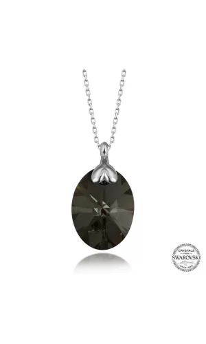 Luz&Pos Swarovski Crystal Taşlı Oval Gümüş Kadın Kolye