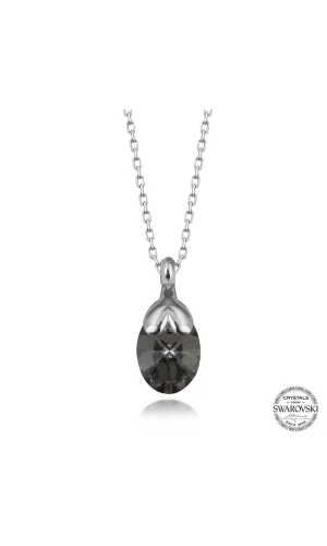Luz&Pos Swarovski Crystal Taşlı Oval Gümüş Kadın Kolye