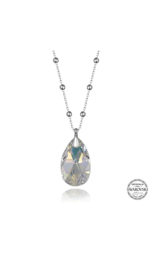 Luz&Pos Swarovski Crystal Taşlı Top Zincir Damla Gümüş Kadın Kolye