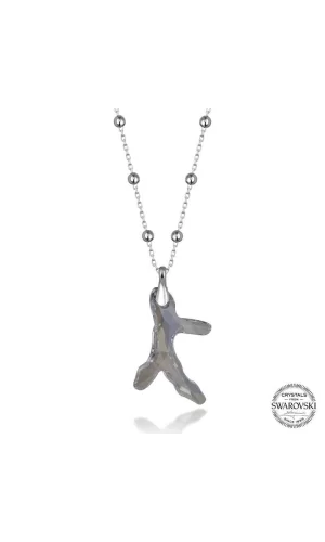 Luz&Pos Swarovski Crystal Taşlı Top Zincir Mercan Gümüş Kadın Kolye