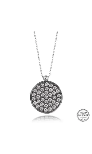 Luz&Pos Swarovski Crystal Taşlı Yuvarlak Gümüş Kadın Kolye