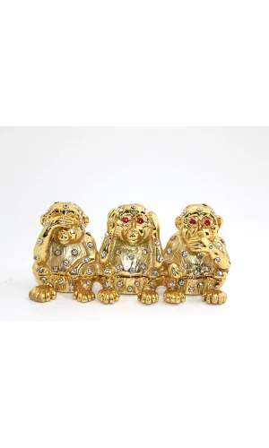 Swarovski Taşlı 3lü Maymun Seti