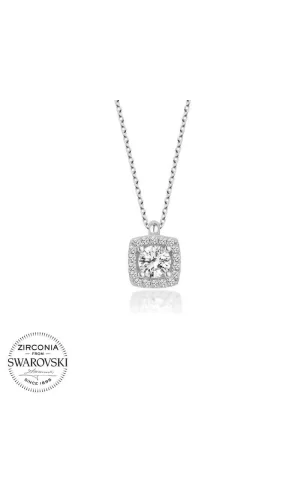 Luz&Pos Swarovski Taşlı Gümüş  Baget Tektaş Bayan Kolye