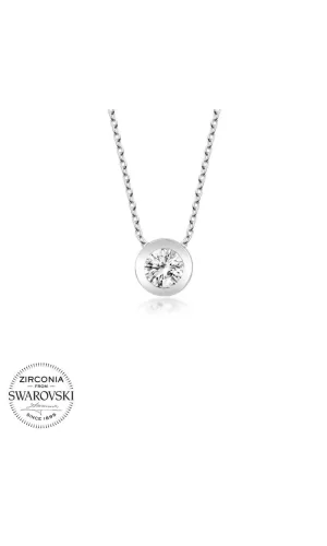 Luz&Pos Swarovski Taşlı Gümüş Çember Tektaş Bayan Kolye