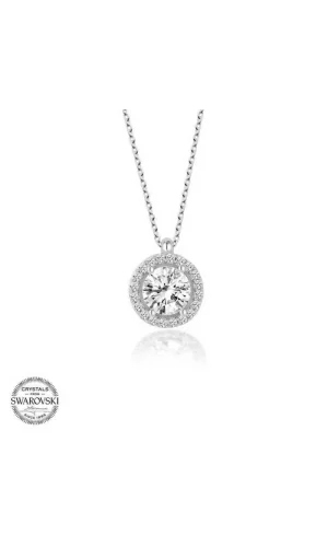 Luz&Pos Swarovski Taşlı Gümüş Çember Tektaş Bayan Kolye