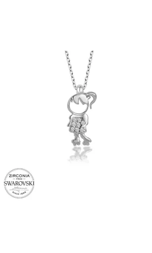 Luz&Pos Swarovski Taşlı Gümüş Çocuk Bayan Kolye