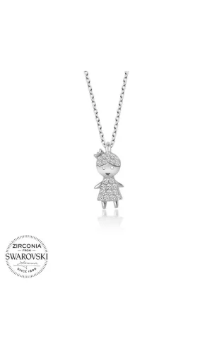 Luz&Pos Swarovski Taşlı Gümüş Çocuk Bayan Kolye