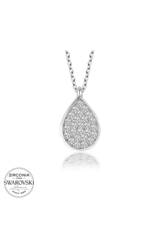 Luz&Pos Swarovski Taşlı Gümüş Damla Bayan Kolye