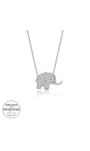 Luz&Pos Swarovski Taşlı Gümüş Fil Bayan Kolye