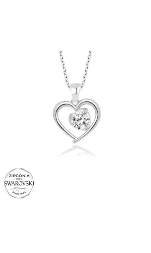 Luz&Pos Swarovski Taşlı Gümüş Kalp Bayan Kolye