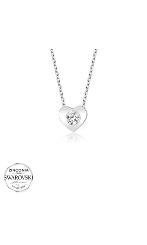 Luz&Pos Swarovski Taşlı Gümüş Kalp Bayan Kolye