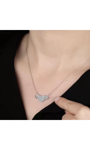 Luz&Pos Swarovski Taşlı Gümüş Kalp Bayan Kolye