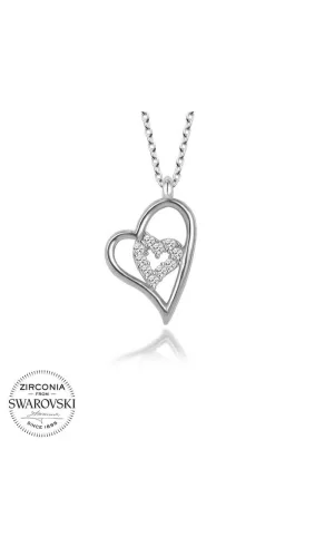 Luz&Pos Swarovski Taşlı Gümüş Kalp Bayan Kolye