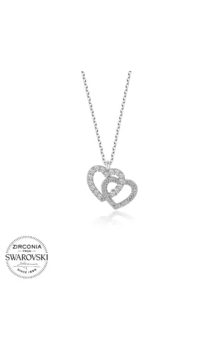 Luz&Pos Swarovski Taşlı Gümüş Kalp Bayan Kolye