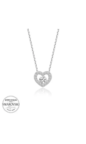 Luz&Pos Swarovski Taşlı Gümüş Kalp Bayan Kolye