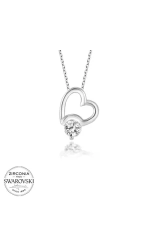 Luz&Pos Swarovski Taşlı Gümüş Kalp Bayan Kolye