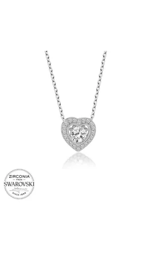 Luz&Pos Swarovski Taşlı Gümüş Kalp Bayan Kolye