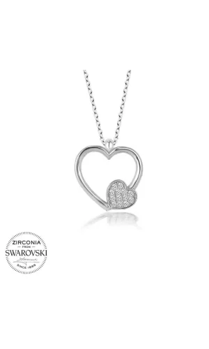 Luz&Pos Swarovski Taşlı Gümüş Kalp Bayan Kolye