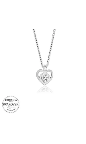 Luz&Pos Swarovski Taşlı Gümüş Kalp Bayan Kolye