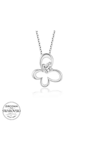 Luz&Pos Swarovski Taşlı Gümüş Kelebek Bayan Kolye