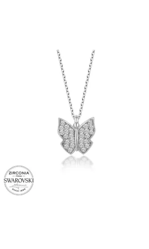 Luz&Pos Swarovski Taşlı Gümüş Kelebek Kolye