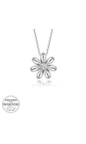 Luz&Pos Swarovski Taşlı Gümüş Papatya Bayan Kolye