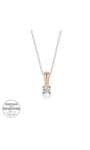 Luz&Pos Swarovski Taşlı Gümüş Tektaş Bayan Kolye