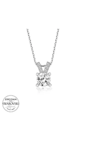 Luz&Pos Swarovski Taşlı Gümüş Tektaş Bayan Kolye